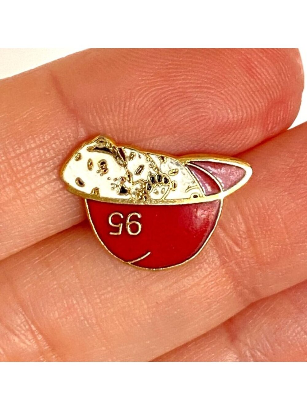 Firehouse Dalmation Puppy Inside No95 Red Jockey Hat Enamel Gold Tone Lapel Pin
